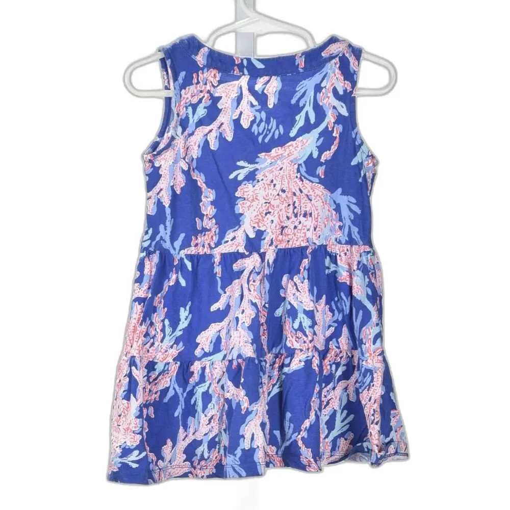 Lilly Pulitzer Girls Tiered Ruffle Skirt V-Neck Knit Sleeveless Dress Size XS - Picture 2 of 3